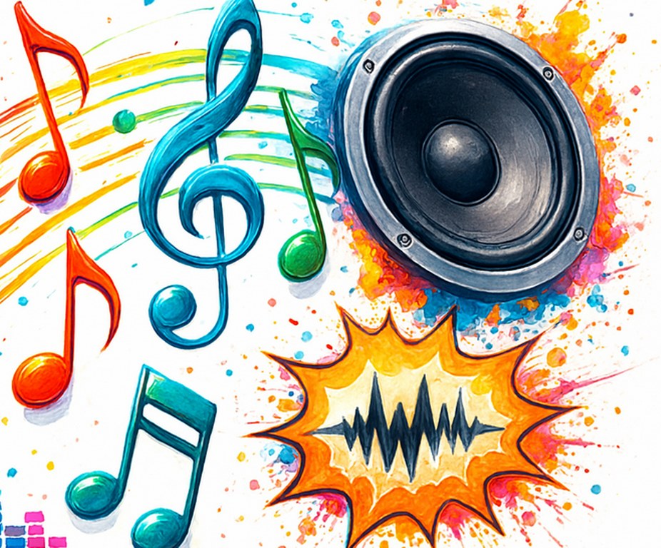 Music and sound effects illustration.