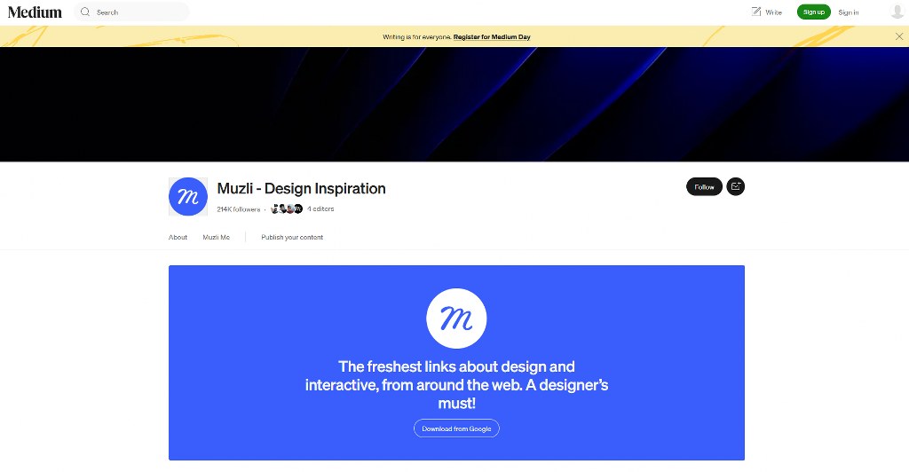 Muzli blogs page on Medium.