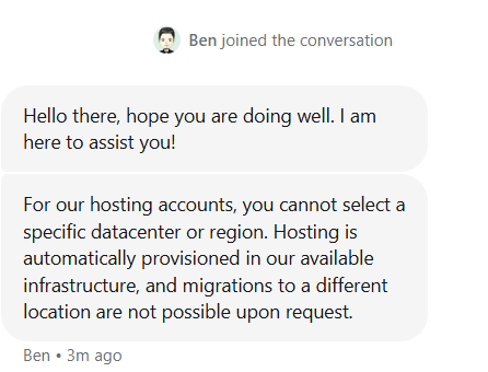 screenshot of the Namesilo Livechat conversation