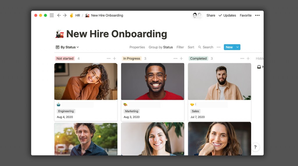 New Hire Onboarding sample page.