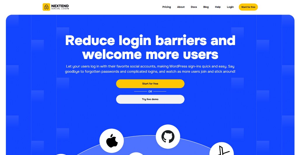 Nextend Social Login's website.