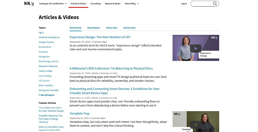 Nielsen Norman Group blogs.