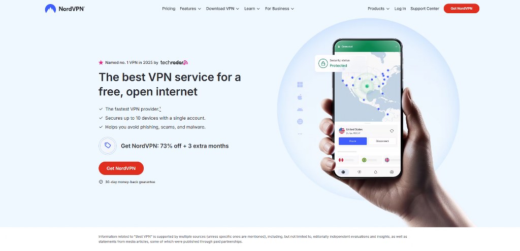 NordVPN's website.