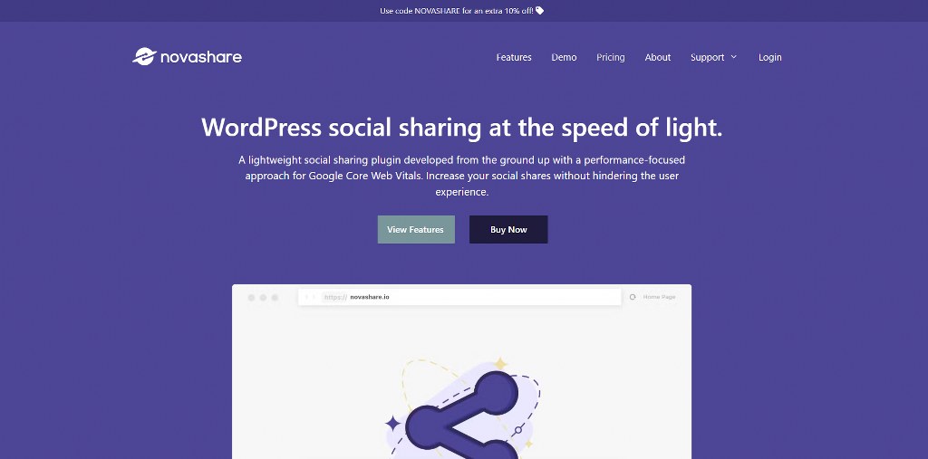 Novashare's website homepage.