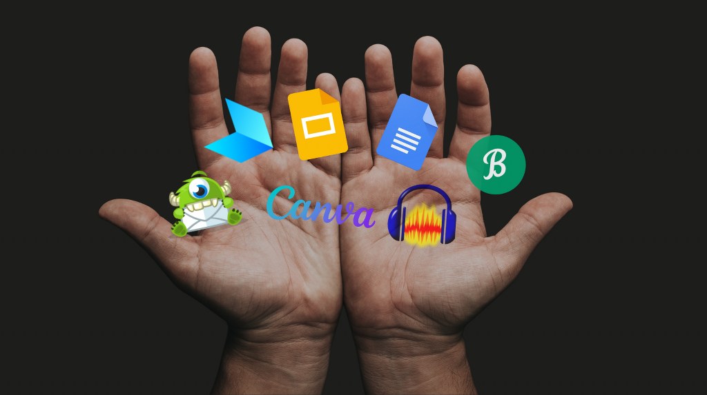 Open hands showing logos of Content Upgrades tool.