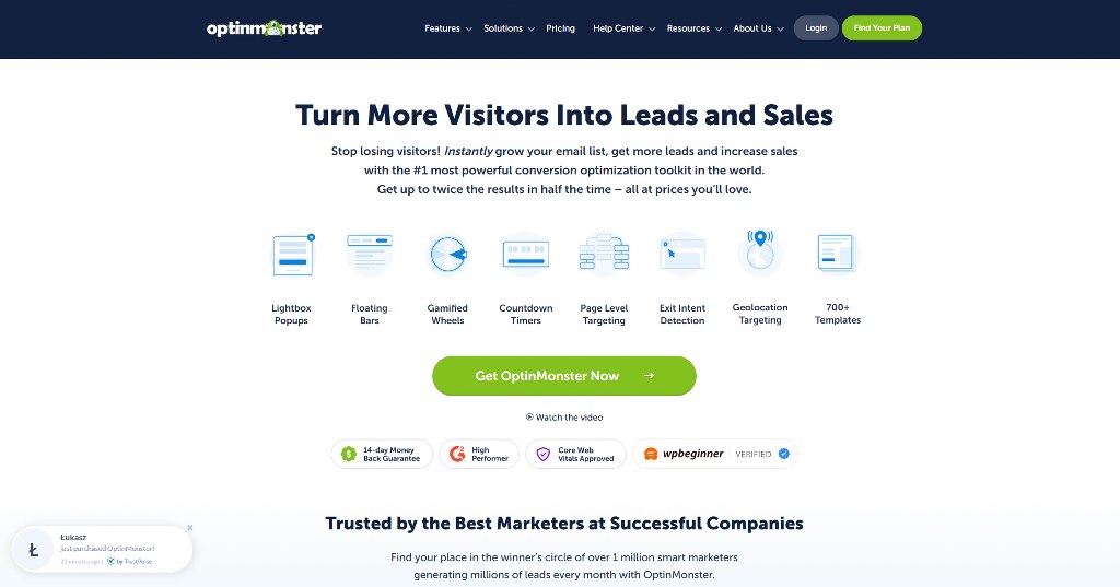 OptinMonster's website homepage.