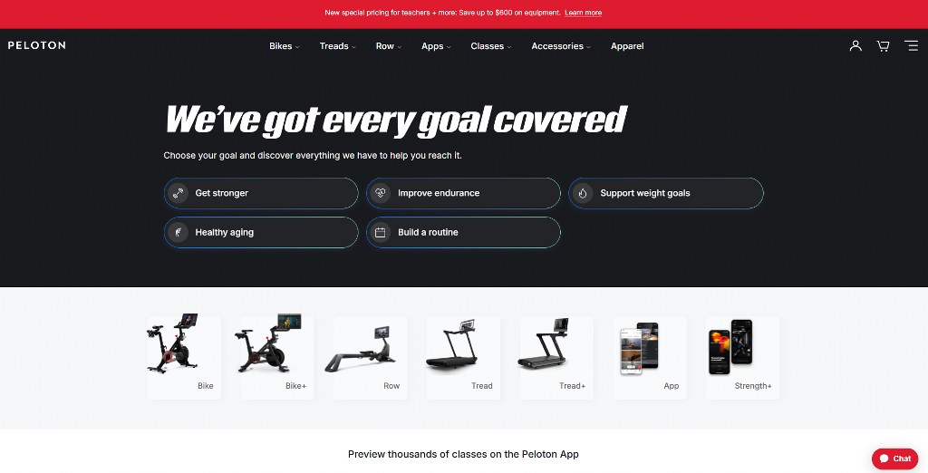 Peloton's website.
