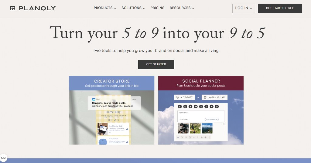 Planoly's homepage.