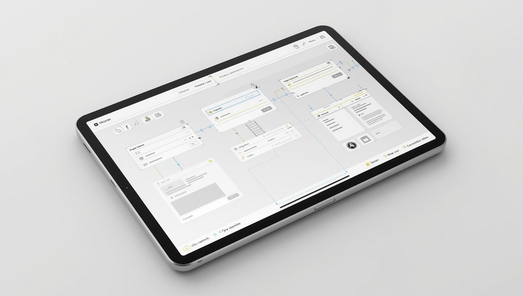 Prototyping app interface displayed on a tablet