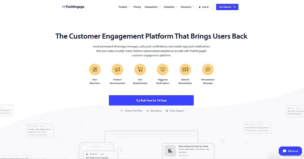 PushEngage's website.