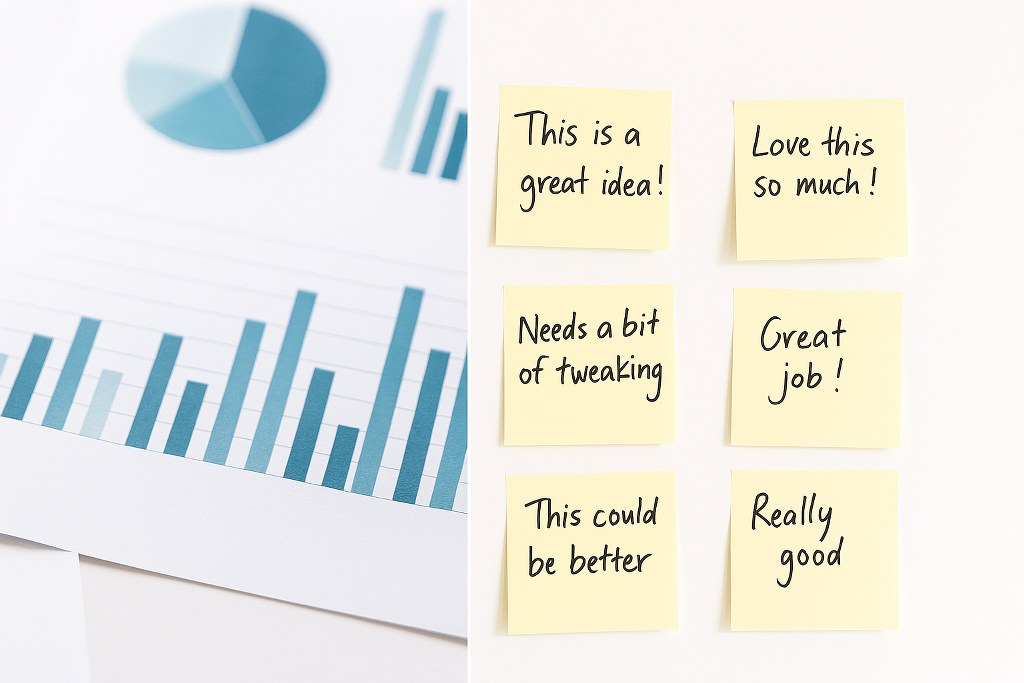 Qualitative vs quantitative data.