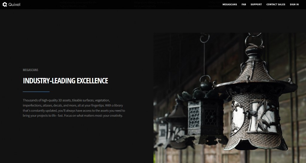 Quixel Suite's homepage.