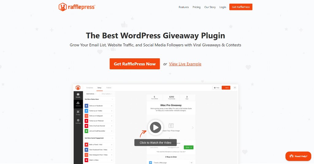 RafflePress homepage.