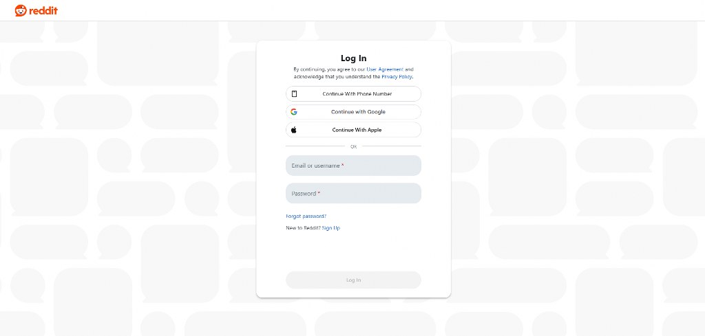 Reddit sign up.