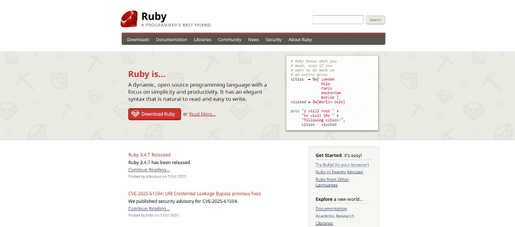 Ruby's website.