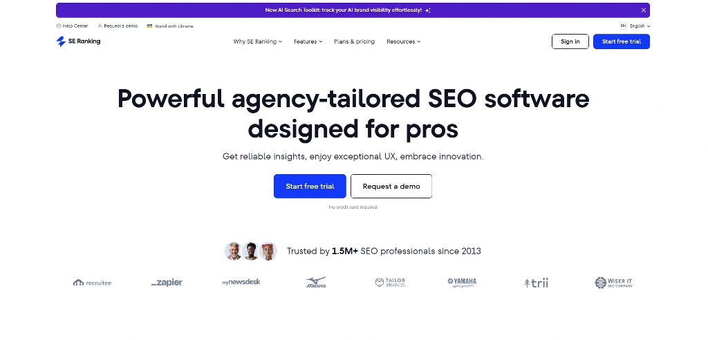 SE Ranking's website.