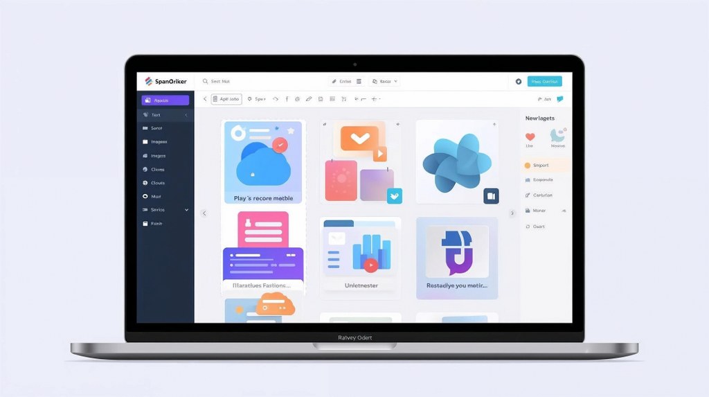 Sample website builder interface displayed on laptop.