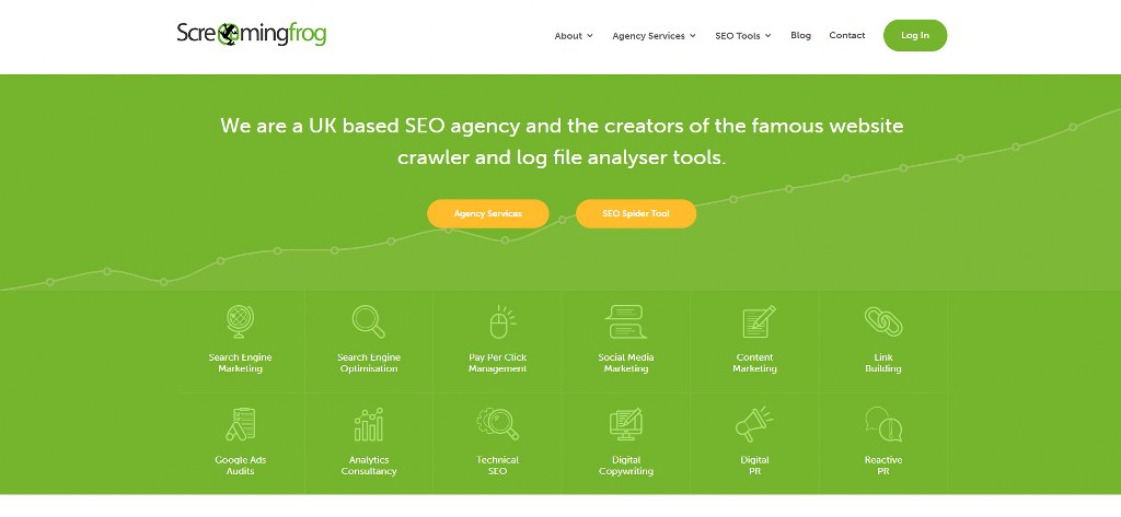 Screaming Frog's homepage.