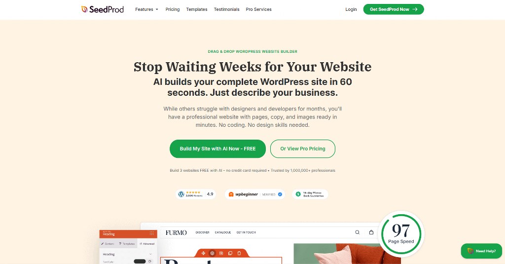 SeedProd's website homepage.