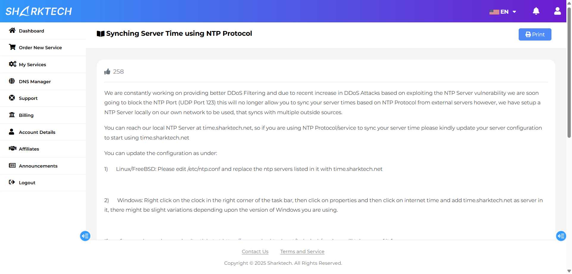 screenshot of help article