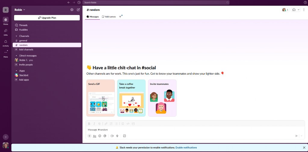 Slack's interface showing funny messages.