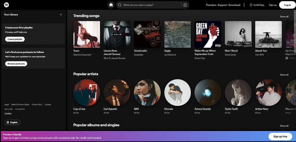 Spotify's website.