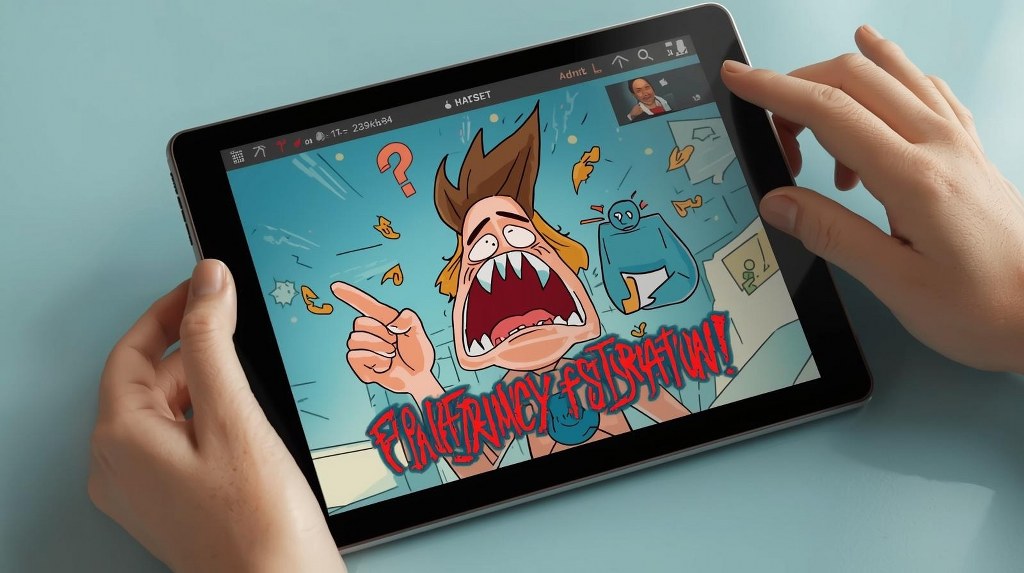 Tablet displaying ugly animation.