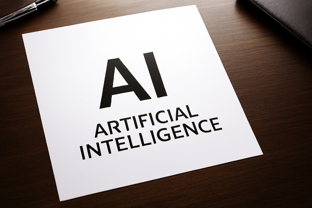 The text Artificial Intelligence on a piece of paper.