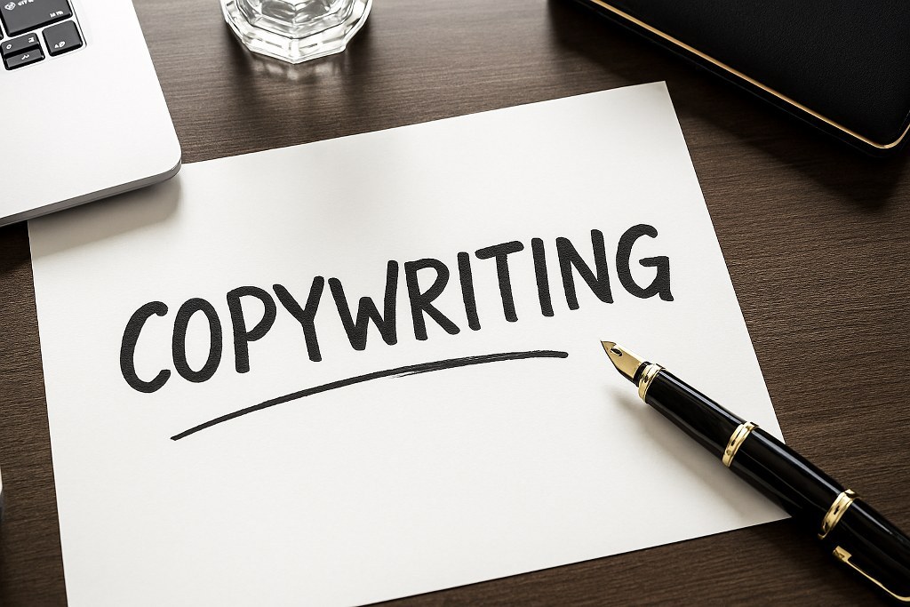 The text COPYWRITING a piece of paper.