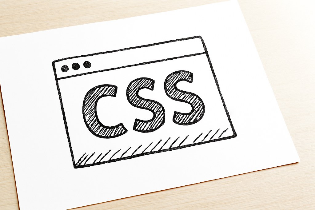 The text CSS on a piece of paper.