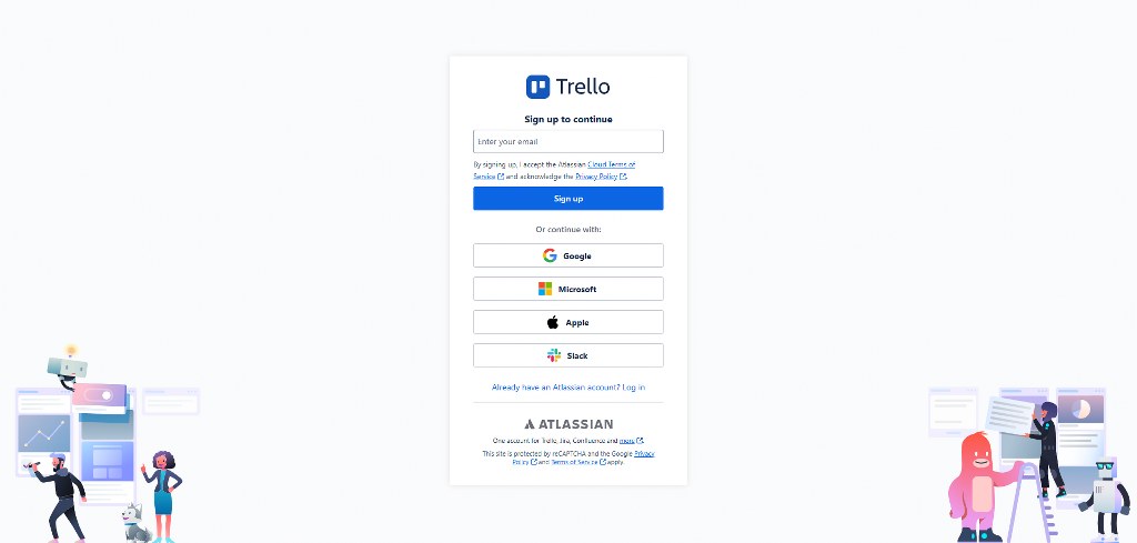 Trello's sign up page.