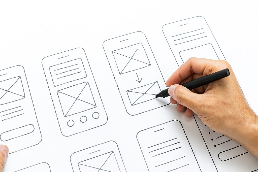 UIUX elements on paper.