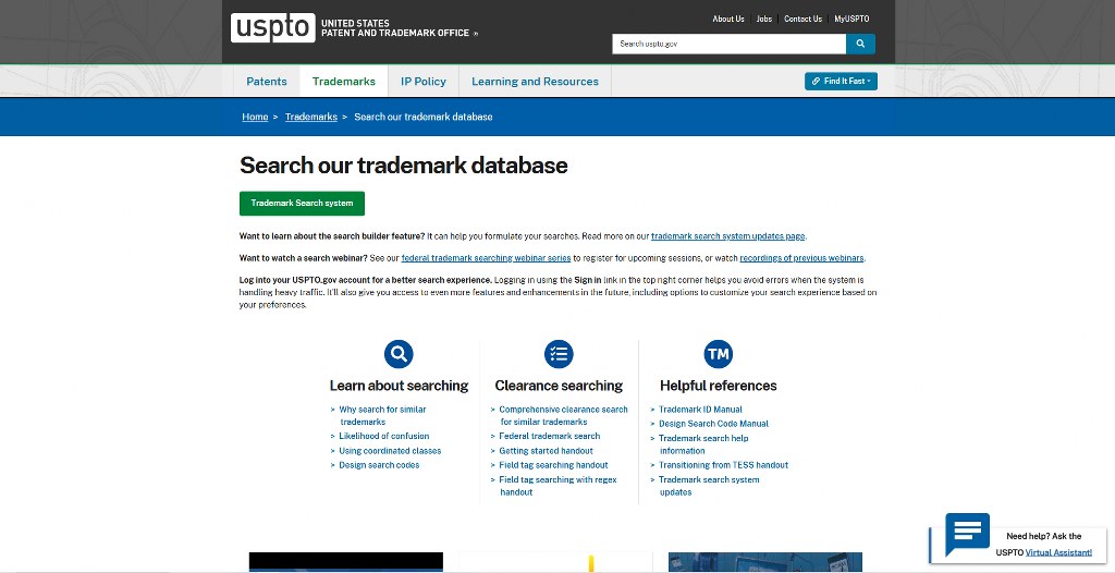 USPTO's website.