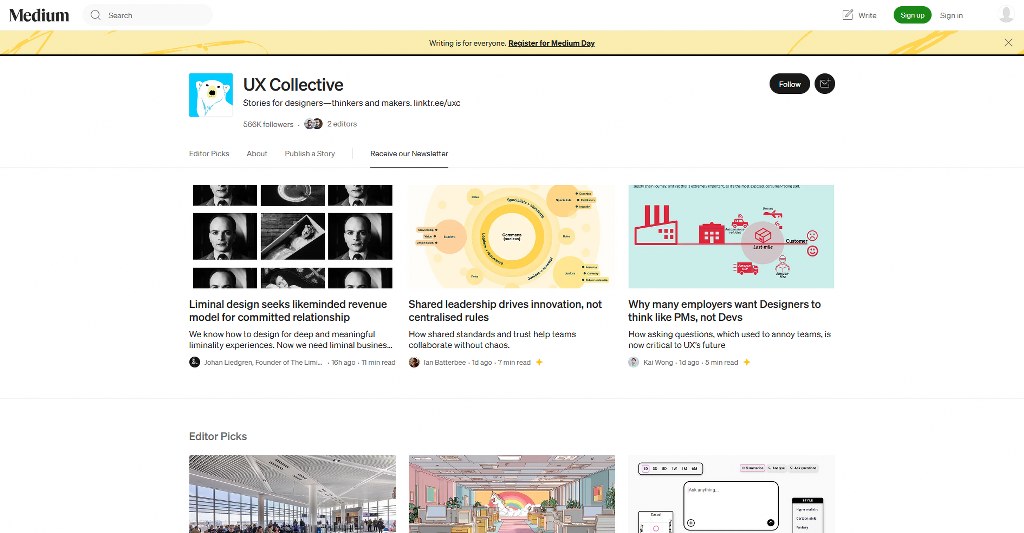 UX Collective blogs.