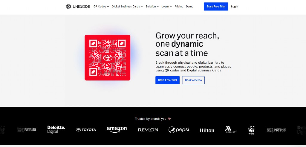Uniqode's homepage.