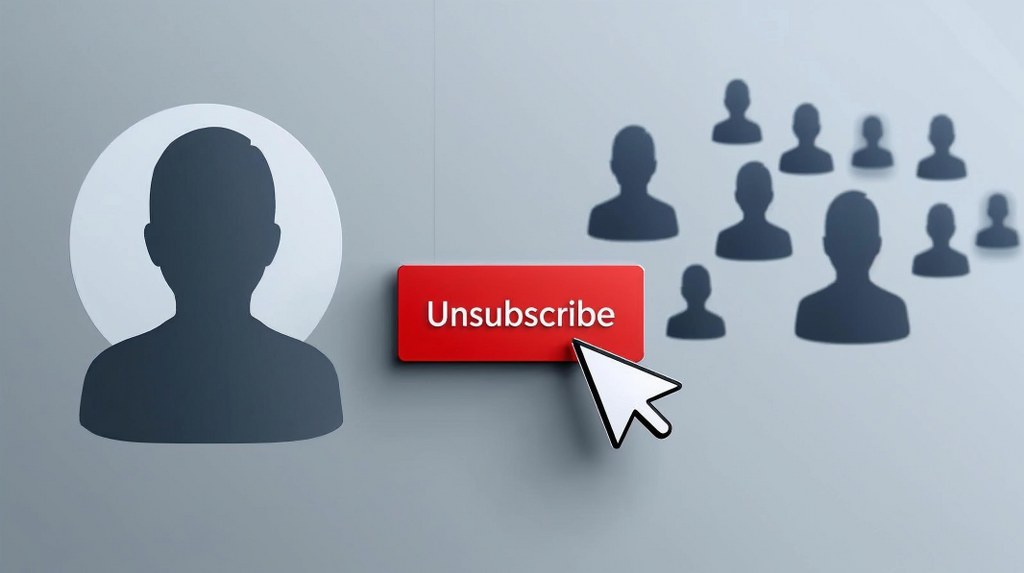 User profile icon or avatar with a minus sign (–) or “unsubscribe” label next to it.