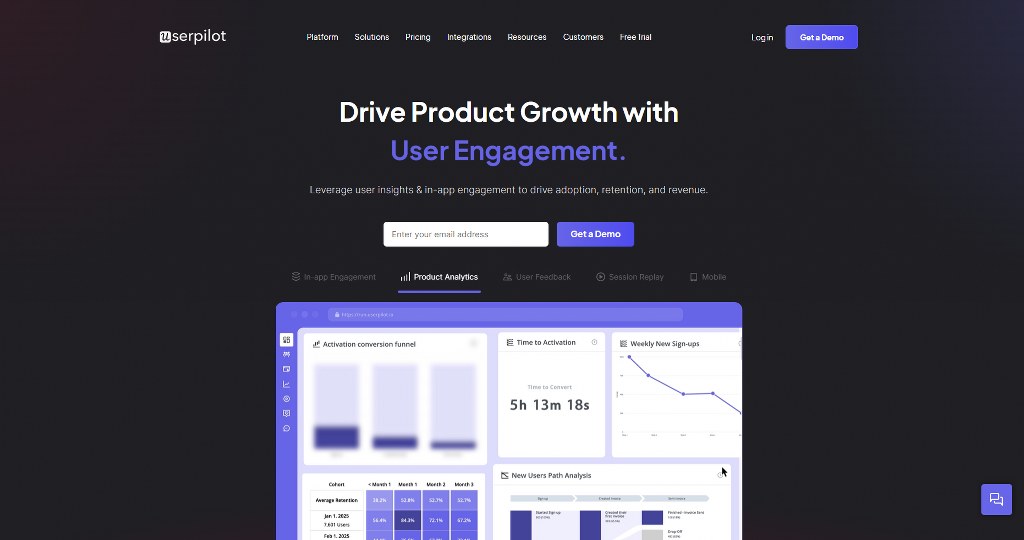 Userpilot's homepage.