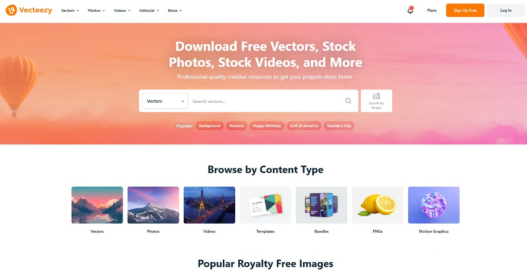 Vecteezy's website.