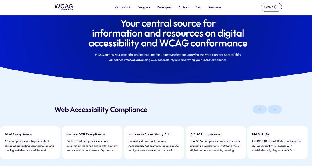 WCAG's homepage.
