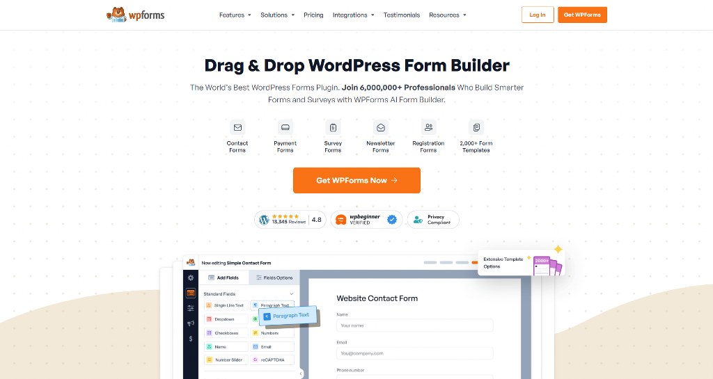 WPForms homepage.