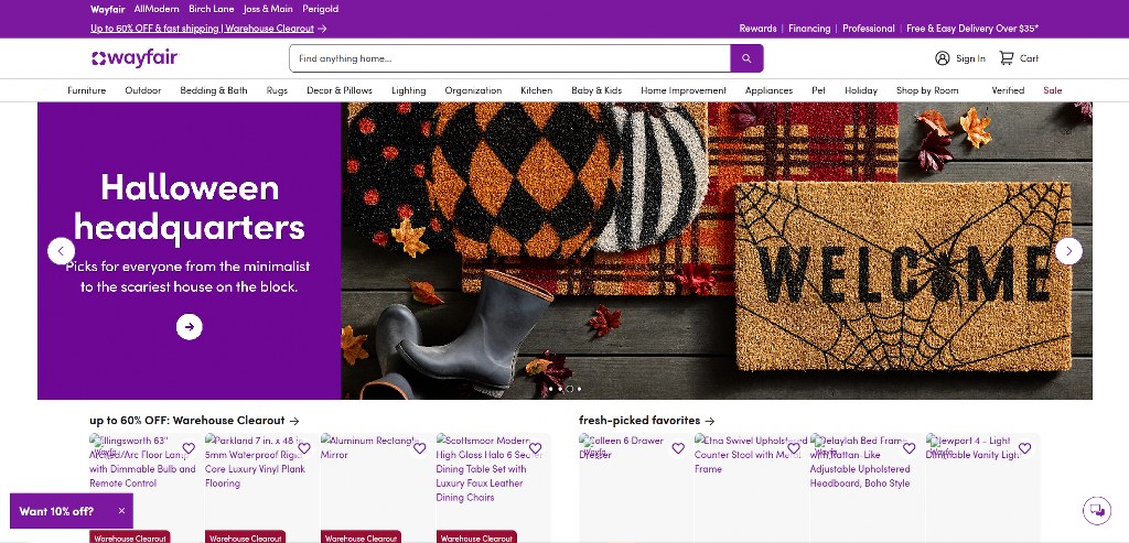 Wayfair's website.