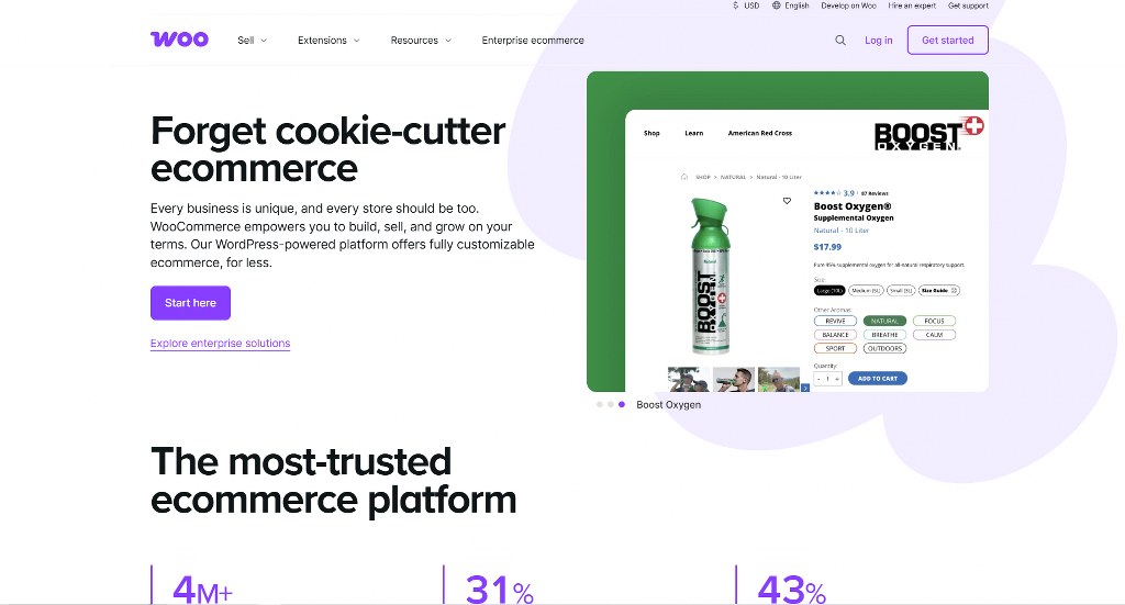 WooCommerce website homepage.