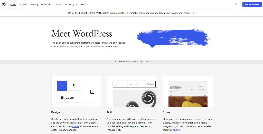 WordPress' website.