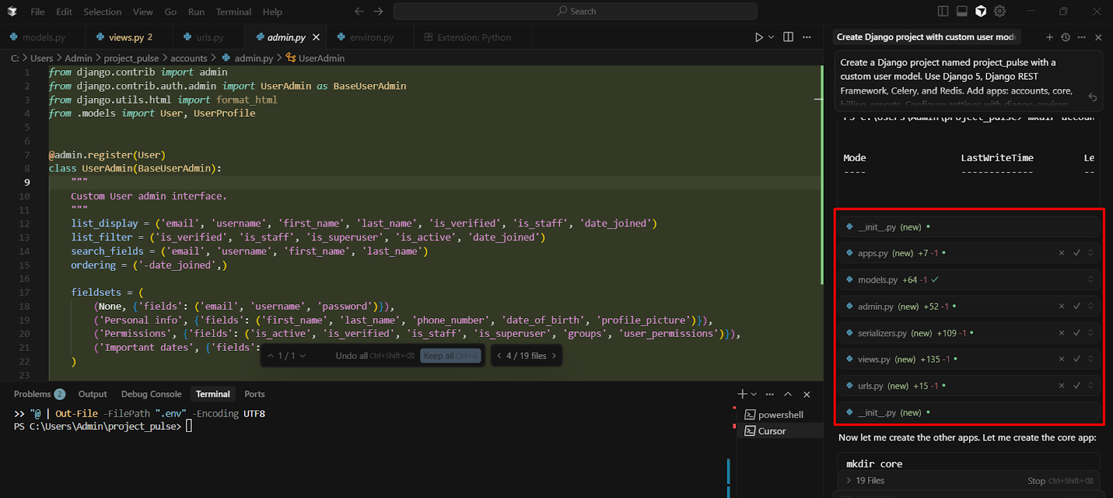 Base44 vs Cursor – Cursor multi-app scaffolding with diffs for review