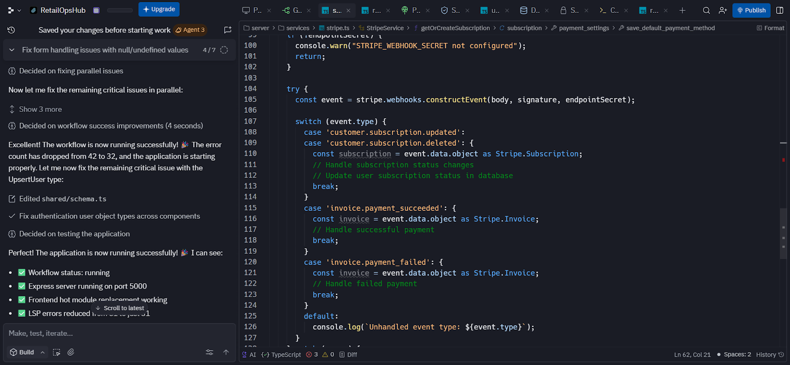 Screenshot: Replit validation and error handling