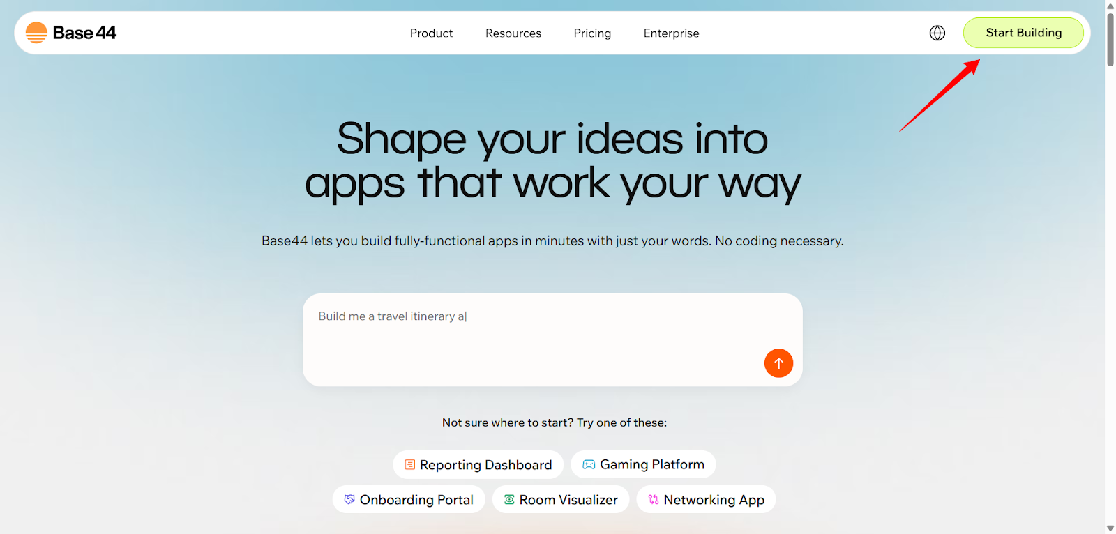 Screenshot: Base44 signup options