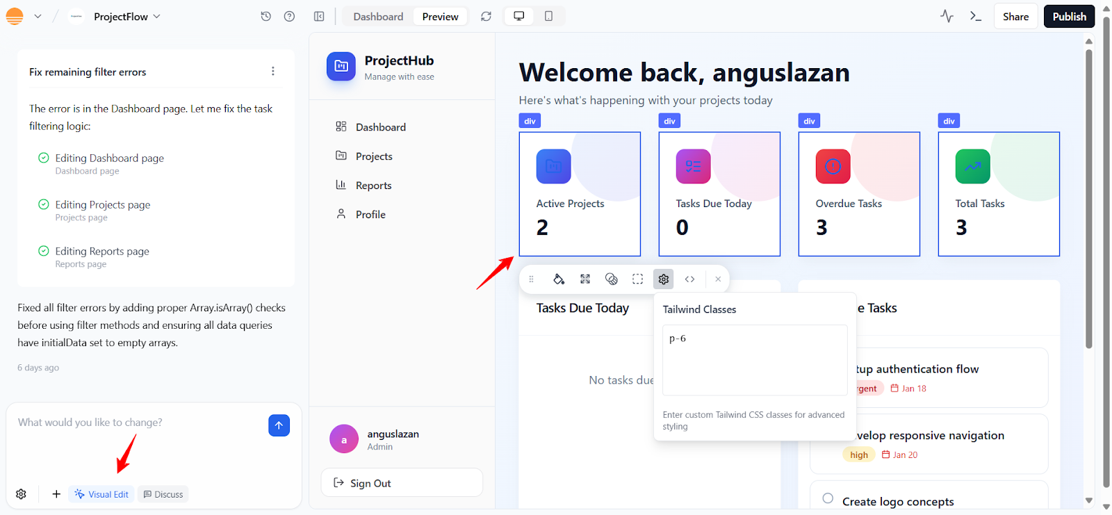 Screenshot: Base44 visual edit tool