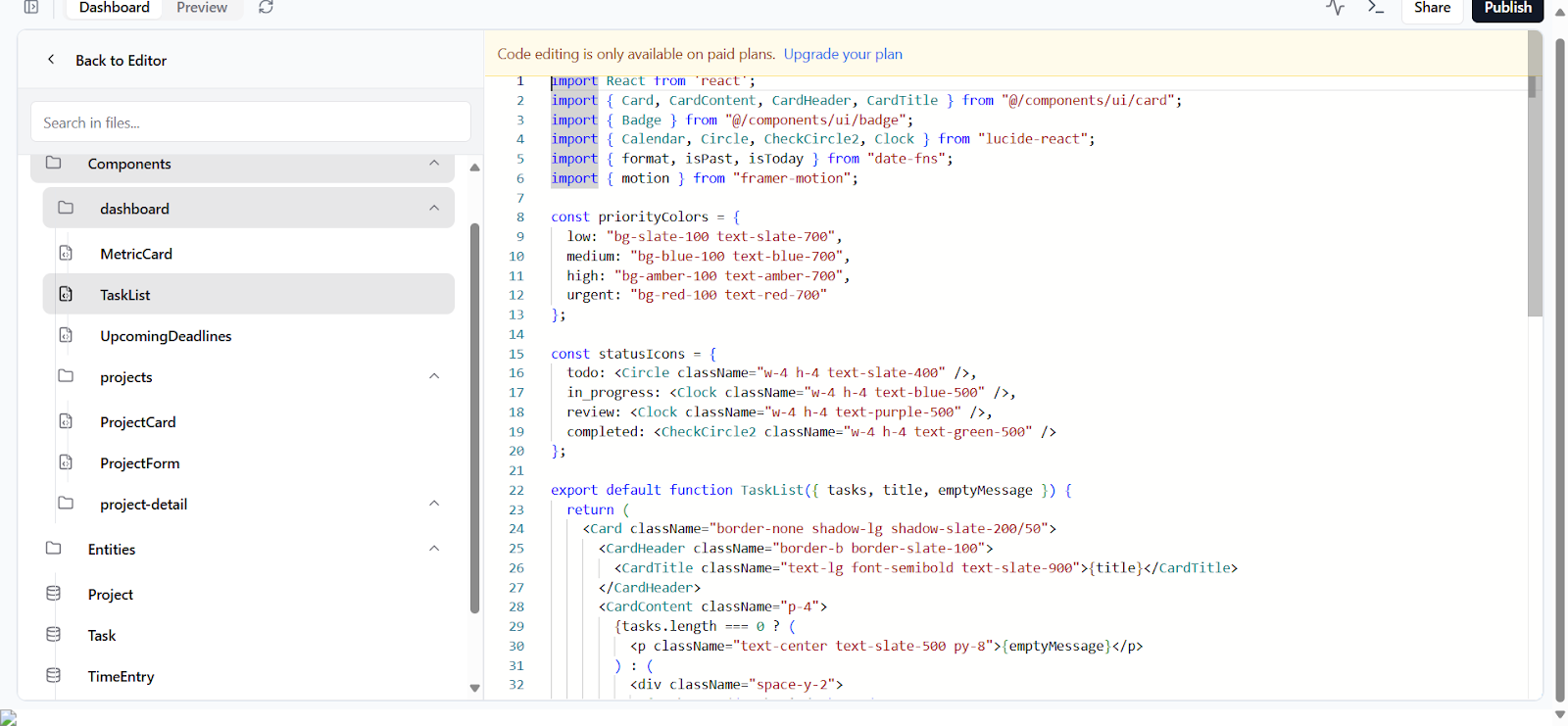 Screenshot: Base44 code access option