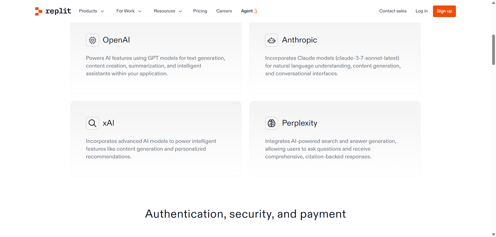Screenshot: Replit connectors and integrations