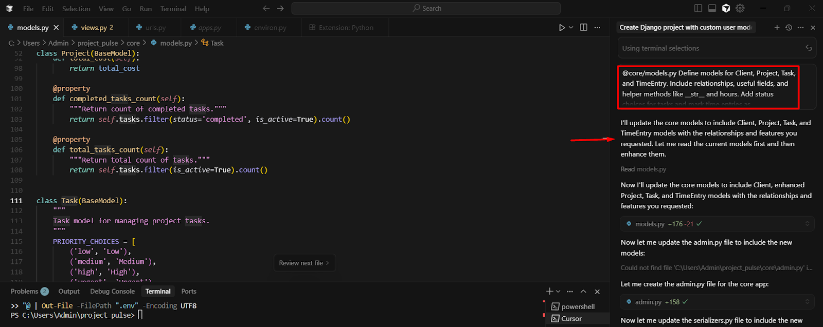 Cursor — context via @file and @symbol references